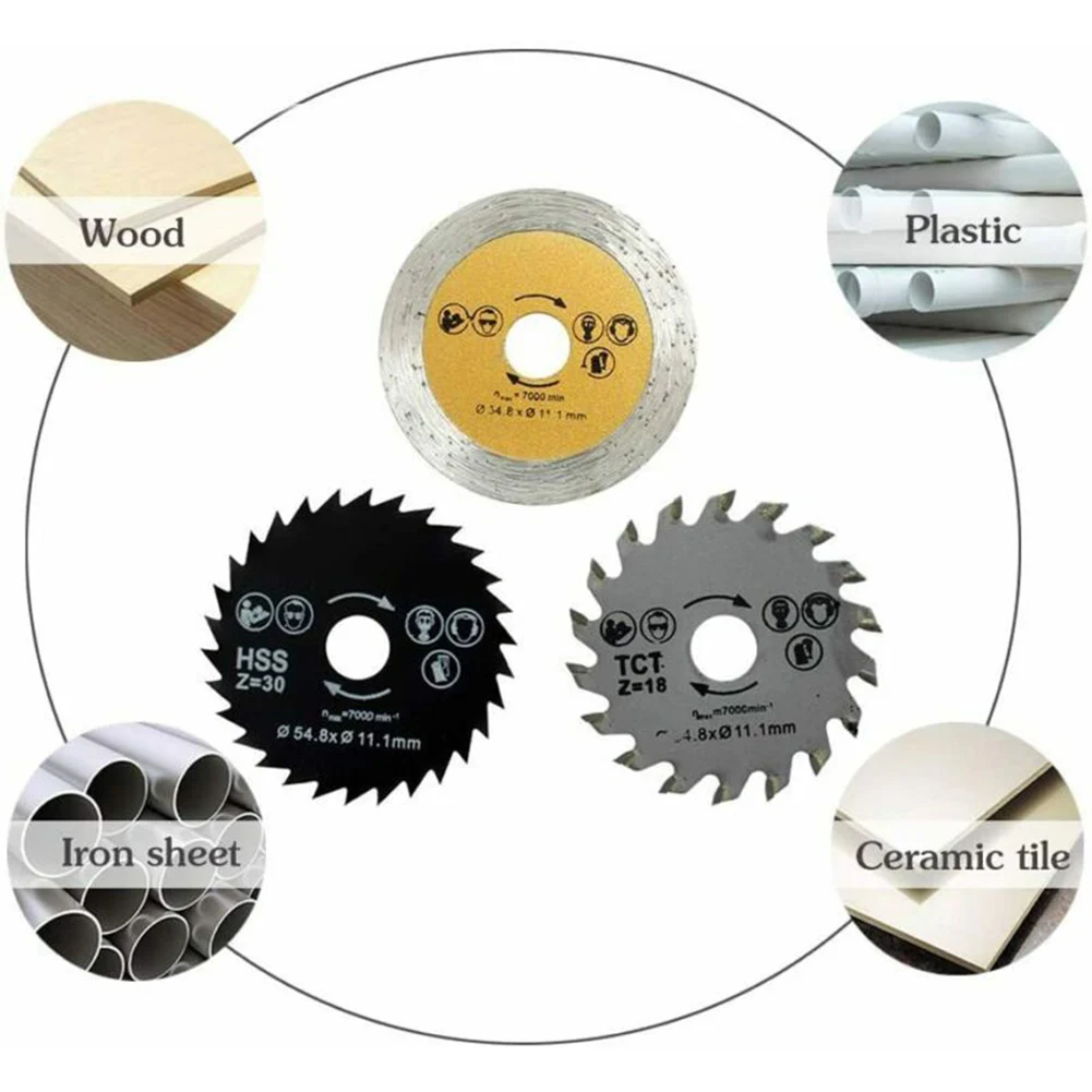 3PC HSS Mini Circular Saw Blade Set For Steel Wood Granite Cutting 54.8x11.1mm High Speed Steel
3PC HSS Mini Circular Saw Blade Set For Steel Wood Granite Cutting 54.8x11.1mm High Speed Steel