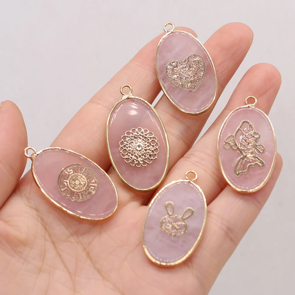 Retro Egg Shape Pendant Natural Stone Rose Quartz Gilt Edge Charm for Jewelry Making DIY Earring Necklace Accessories 18x34mm
Retro Egg Shape Pendant Natural Stone Rose Quartz Gilt Edge Charm for Jewelry Making DIY Earring Necklace Accessories 18x34mm