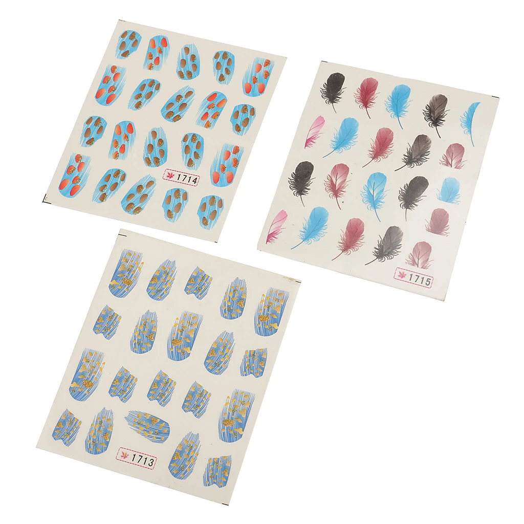6 Sheets Nail Art Decals Water Transfer Stickers Manicure Colorful Feathers for Nail Decoration
6 Sheets Nail Art Decals Water Transfer Stickers Manicure Colorful Feathers for Nail Decoration