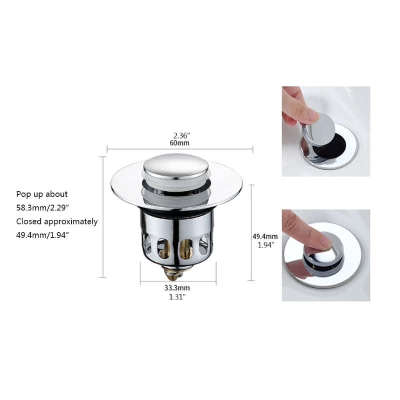 

Bounce Drain Bathtub Plug Removable Vanity Vessel Sink Stopper Anti-clog Water Sealing Plug Brass Push-type Bounce Core