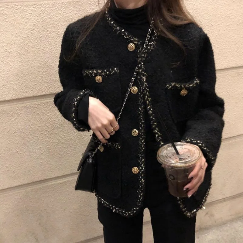 Woolen Style Short Coat for Women 2021 New Style Mixed Gold Silk Tweed Loose Slimming Color Top
Woolen Style Short Coat for Women 2021 New Style Mixed Gold Silk Tweed Loose Slimming Color Top