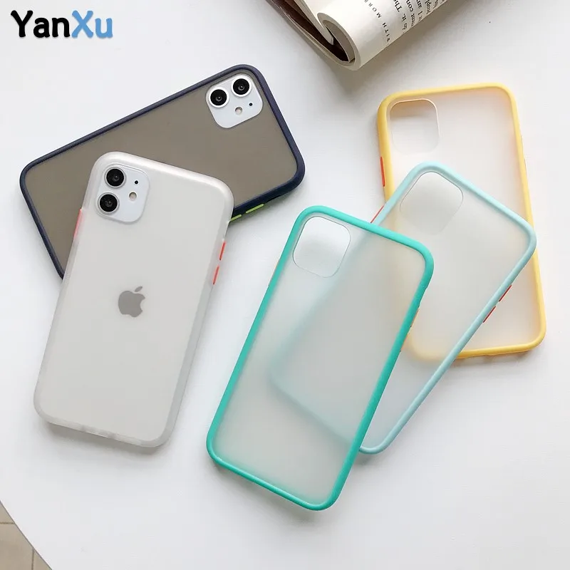 100 шт TPU + PC Гибридный простой матовый бампер чехол для iPhone 12 Mini 11 Pro Max XR XS 8 7 6 Plus