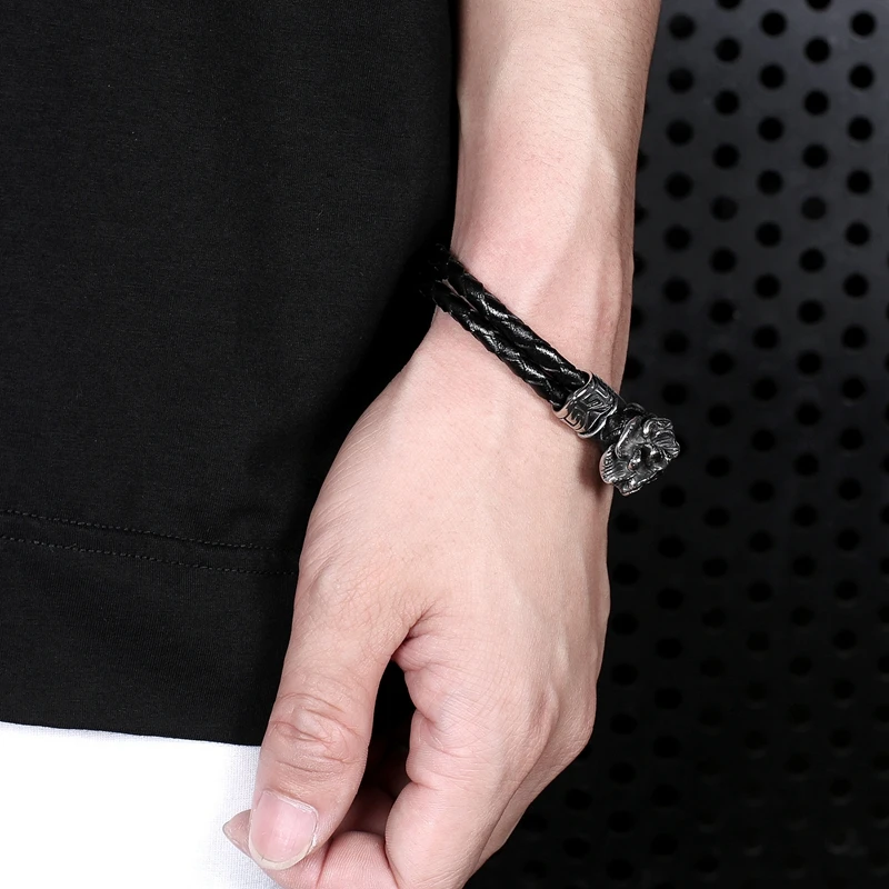 MOZO FASHION 2020 New Men Jewelry Black Genuine Leather Bracelet Stainless Steel Punk Charm flower Simple Women Bracelets 538
MOZO FASHION 2020 New Men Jewelry Black Genuine Leather Bracelet Stainless Steel Punk Charm flower Simple Women Bracelets 538