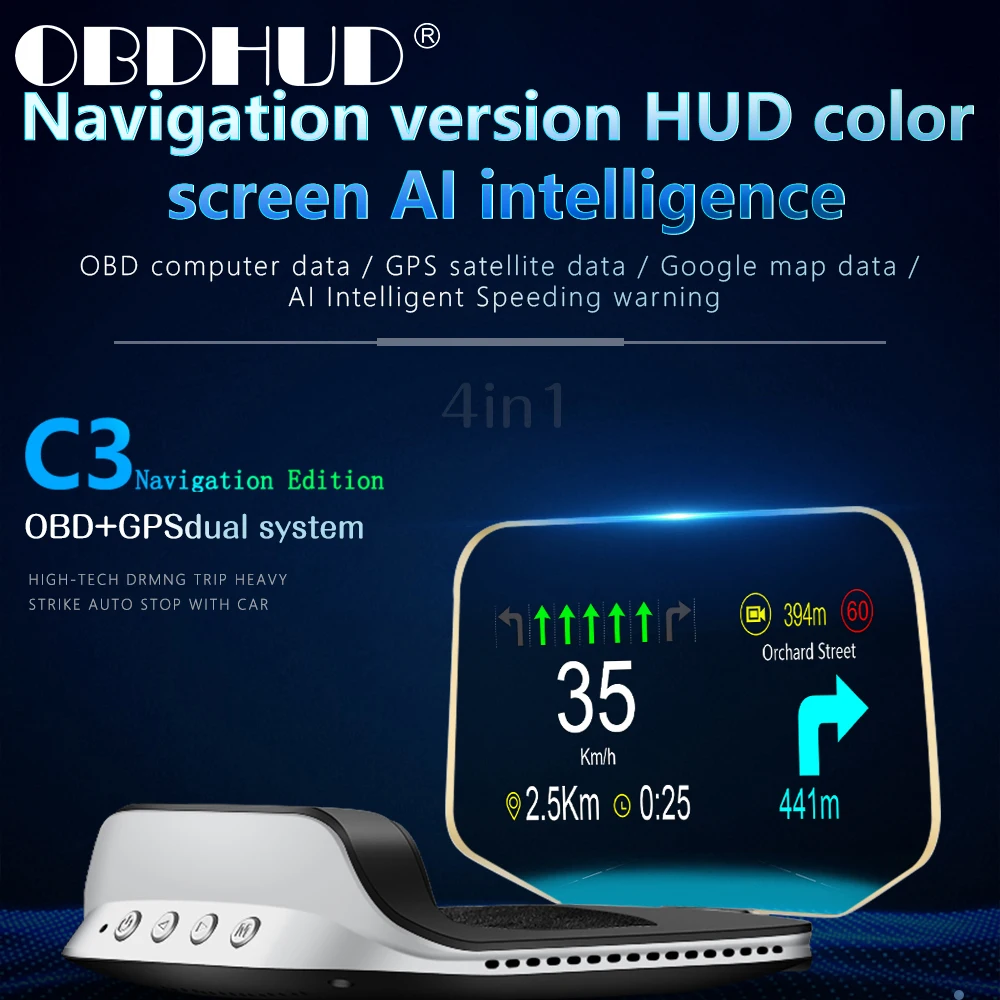 Универсальный электроники C3 Hud Дисплей навигации бортового компьютера OBD2 GPS