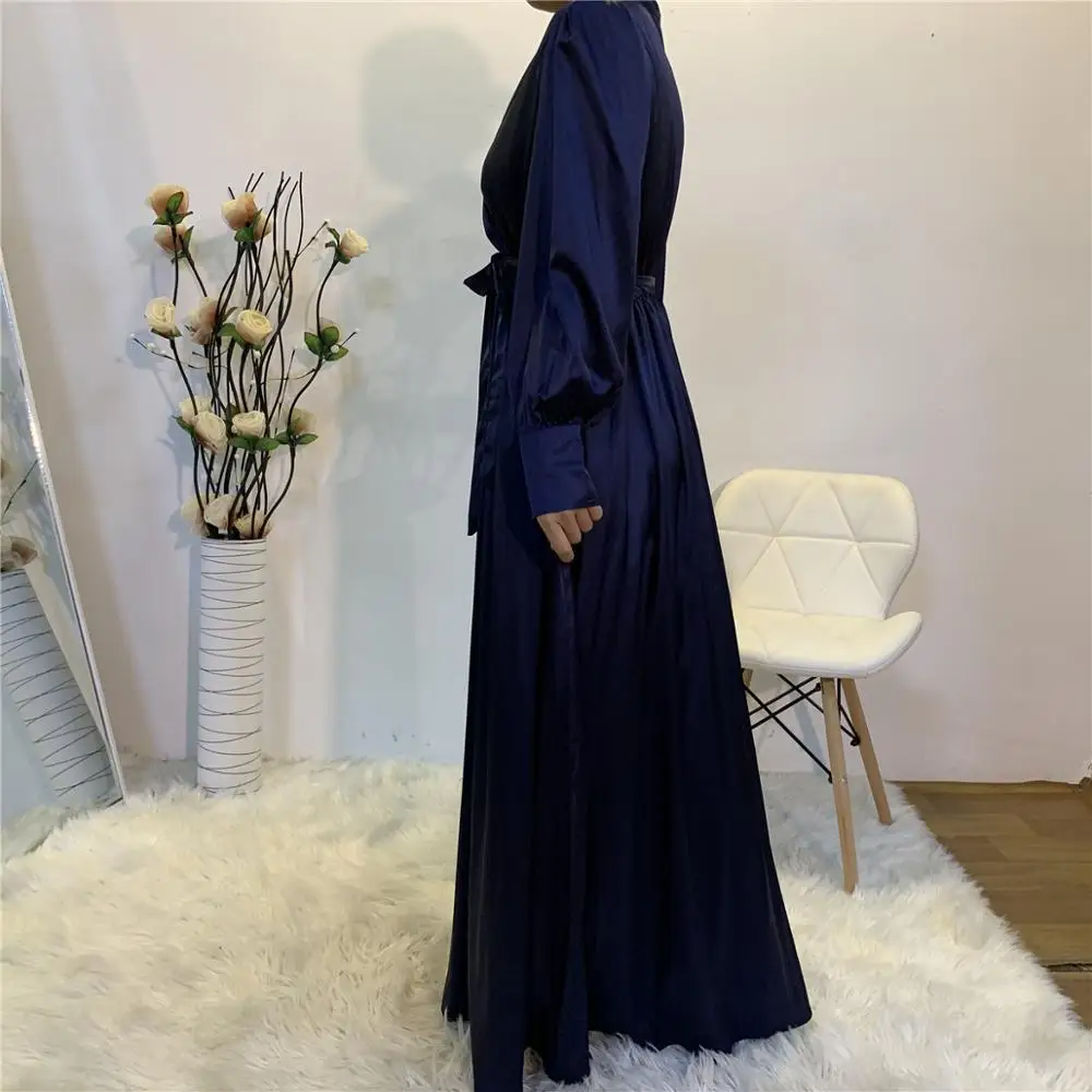 Eid Wrap Front Satin Dress Muslim Women V Neck Long Shirt Sleeve Long Maxi Dress with Pockets Summer Solid Color Turkey Modesty
Eid Wrap Front Satin Dress Muslim Women V Neck Long Shirt Sleeve Long Maxi Dress with Pockets Summer Solid Color Turkey Modesty