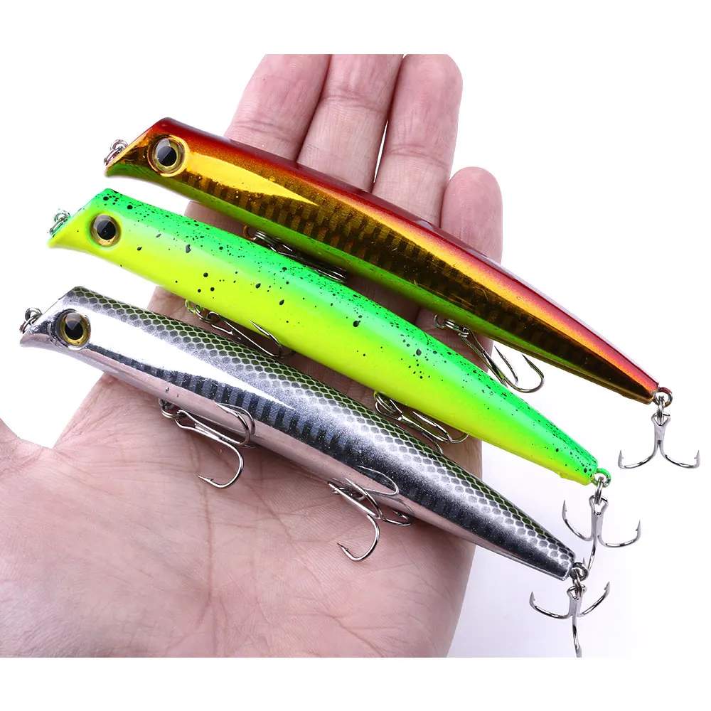 

ThunderShower 1pc Popper Fishing Lure 12cm 16g isca artificial hard bait 3D Eyes wobblers pesca fishing tackle