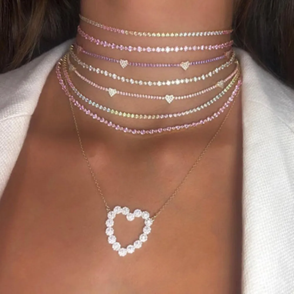 INS Colorful Rhinestone Love Heart Choker Necklace for Women Statement Luxury Crystal Charm Heart Clavicle Chain Necklace Collar
INS Colorful Rhinestone Love Heart Choker Necklace for Women Statement Luxury Crystal Charm Heart Clavicle Chain Necklace Collar