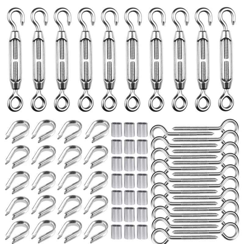 1/16 Inch Cable Railing Kit for Wooden Post Turnbuckle Wire Tensioner Strainer Lag Screw Eye Thimble and Crimping Loop
1/16 Inch Cable Railing Kit for Wooden Post Turnbuckle Wire Tensioner Strainer Lag Screw Eye Thimble and Crimping Loop
