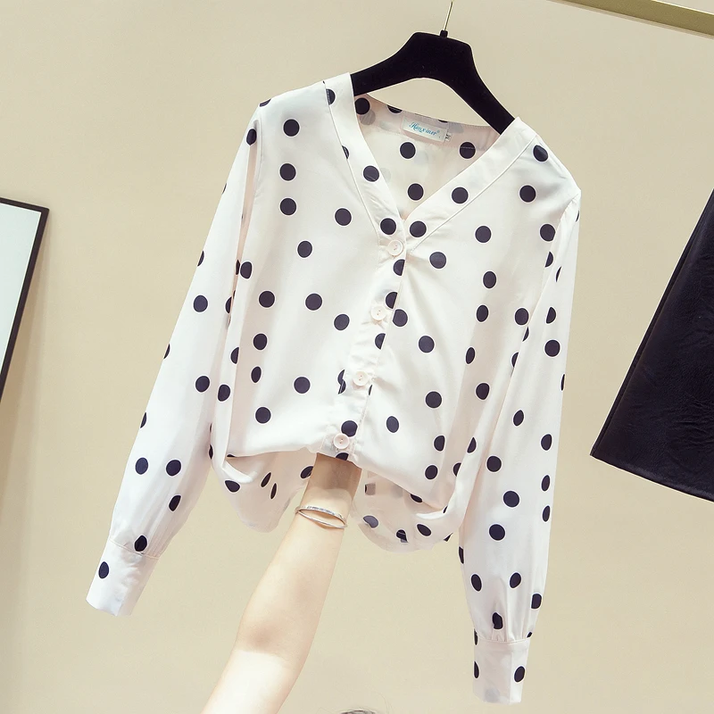 Missfansiqi New Spring Autumn Women Shirt V Neck Long Sleeves Polka Dot Ladies All-match Casual Chiffon Shirts Blouse Tops
Missfansiqi New Spring Autumn Women Shirt V Neck Long Sleeves Polka Dot Ladies All-match Casual Chiffon Shirts Blouse Tops