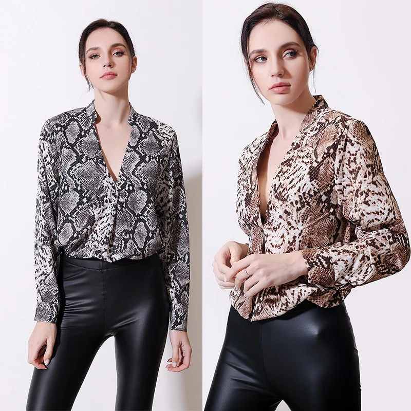 Snake Print Top Woman V Neck Blouse Spring Summer 2021 Long Sleeve Chiffon Shirt Loose Fashion Ropa De Mujer Elegant Chemisier
Snake Print Top Woman V Neck Blouse Spring Summer 2021 Long Sleeve Chiffon Shirt Loose Fashion Ropa De Mujer Elegant Chemisier