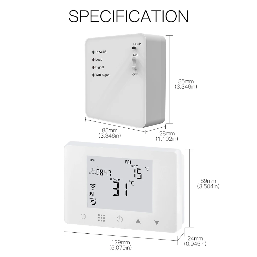 WiFi Smart Thermostat Wall-Hung Electric Underfloor Heating Temperature Controller Work with Alexa Google Home
WiFi Smart Thermostat Wall-Hung Electric Underfloor Heating Temperature Controller Work with Alexa Google Home