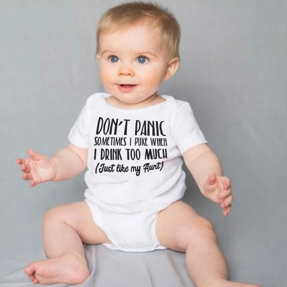 Don't Panic Just Like My Aunt Letters Print Little Baby Bodysuit White Onesie Body Baby Girls Boys Clothes Summer Cotton Outfits
Don't Panic Just Like My Aunt Letters Print Little Baby Bodysuit White Onesie Body Baby Girls Boys Clothes Summer Cotton Outfits