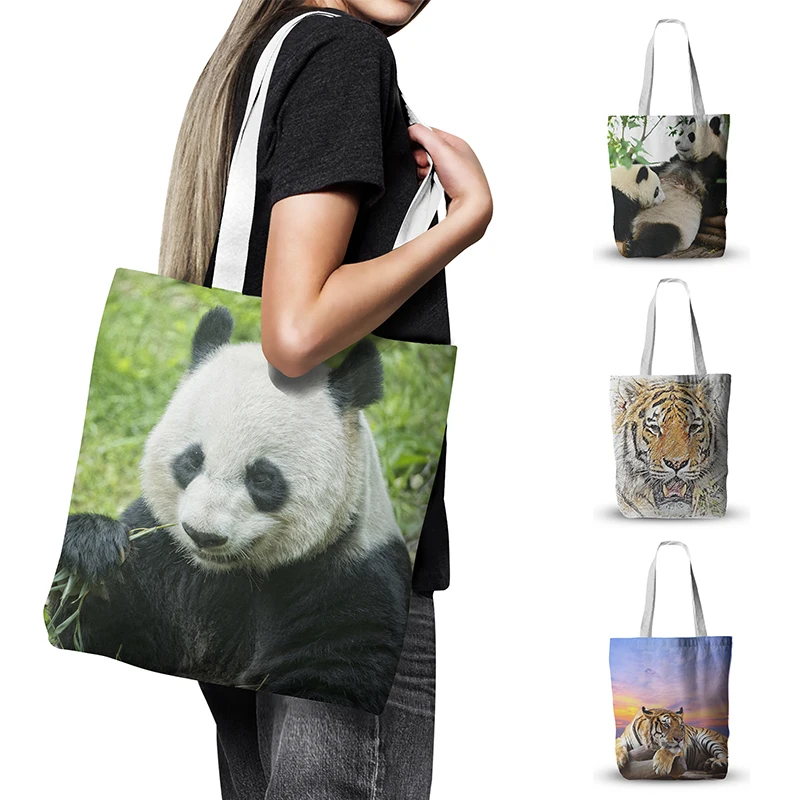 Cute Panda Women Canvas Bag Tiger Animal Handbag Large Capacity Travel Bag Reusable Shopping Bag Grocery Storage Bag Eco Bag
Cute Panda Women Canvas Bag Tiger Animal Handbag Large Capacity Travel Bag Reusable Shopping Bag Grocery Storage Bag Eco Bag