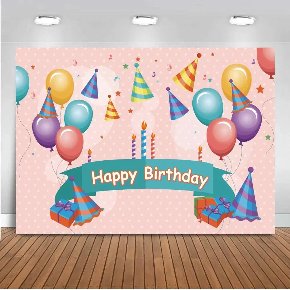 Colorful Birthday Party Hats Decor Birthday Celebrate Cake Table Backdrops Cartoon Candles Balloons Kids Gifts Photo Background
Colorful Birthday Party Hats Decor Birthday Celebrate Cake Table Backdrops Cartoon Candles Balloons Kids Gifts Photo Background