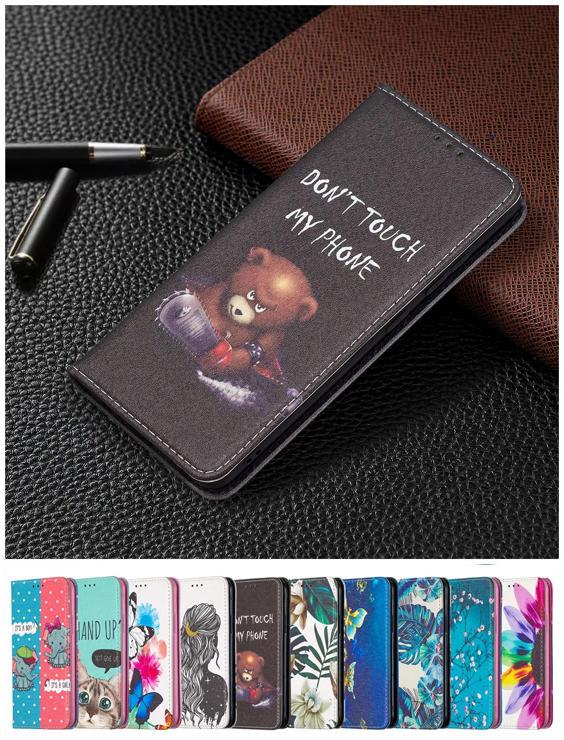 

Painted Leather Case Wallet for Samsung Galaxy A12 A42 5G A21S A81 A91 S10 Note 10 Lite A11 A31 A41 Flip Cover Fashion Fundas