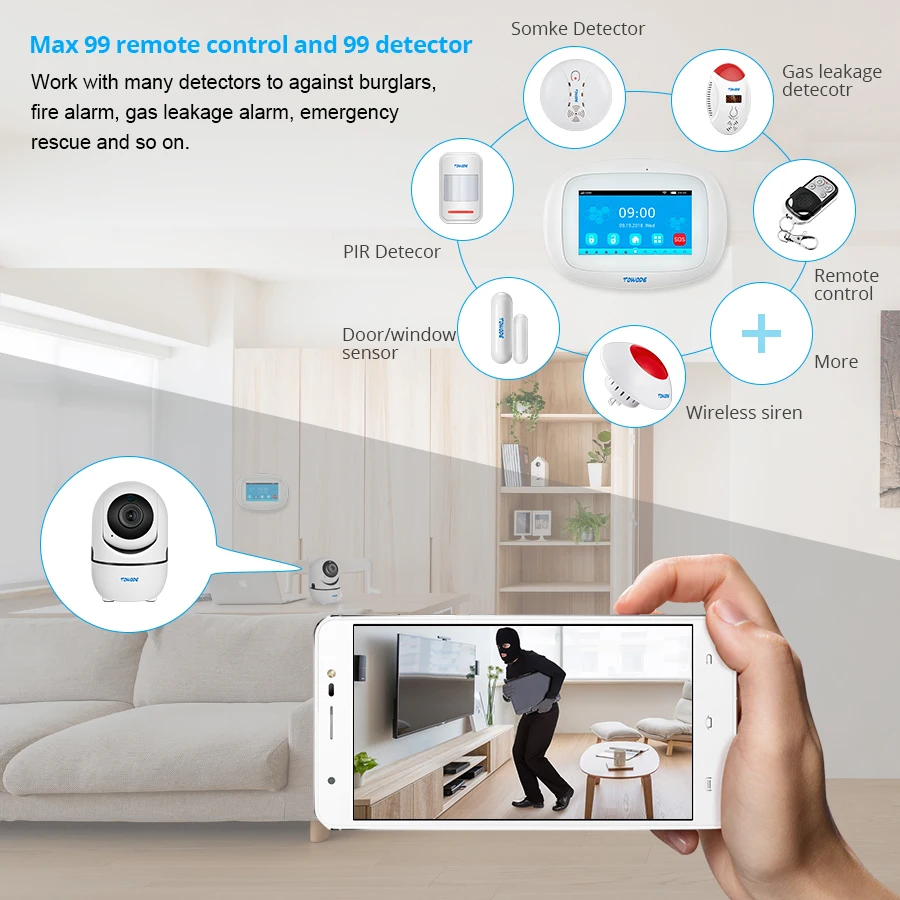 TOWODE K52 GSM Wifi Smart Home Alarm System Security PIR Motion Detector Door/Window Sensor App Remote Control RFID 80dB Loud
TOWODE K52 GSM Wifi Smart Home Alarm System Security PIR Motion Detector Door/Window Sensor App Remote Control RFID 80dB Loud