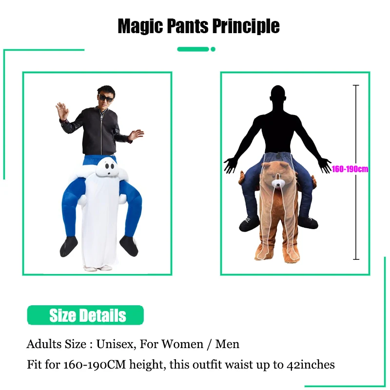 160-190CM Height Adult Kid White Ghost Carry Me Mascot Magic Pants Outfit Halloween Cosplay Costume Carnival Party Dress Up Suit
160-190CM Height Adult Kid White Ghost Carry Me Mascot Magic Pants Outfit Halloween Cosplay Costume Carnival Party Dress Up Suit