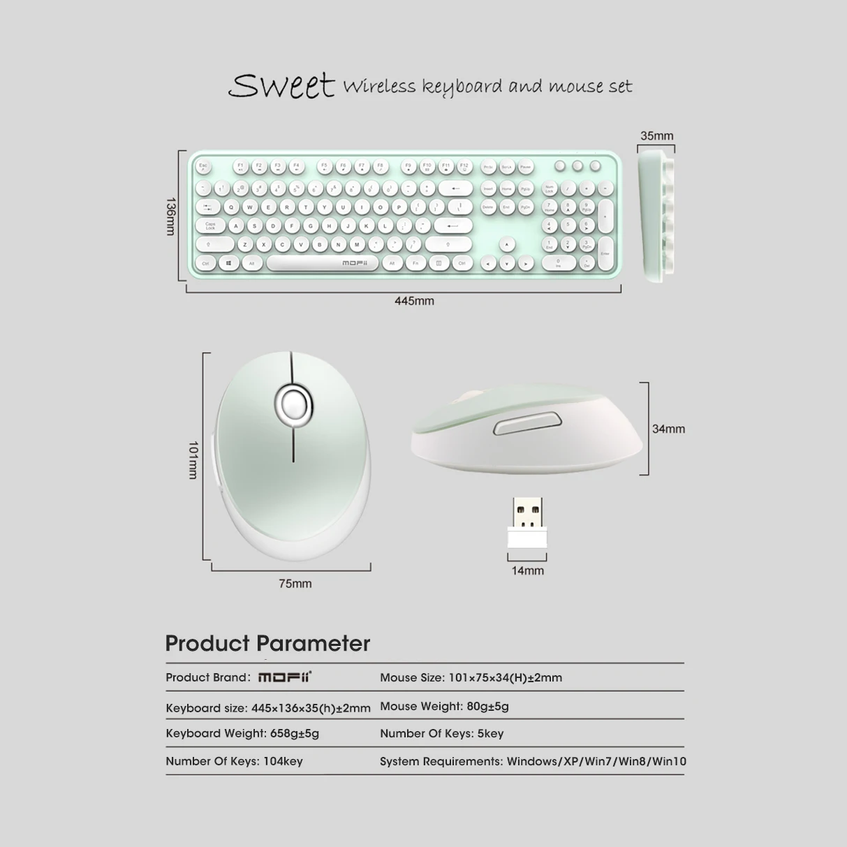 Mofii Wireless Keyboard and Mouse Combo USB Multi-Color Cute Full Size Keyboard and Optical Mice Set for Computer Desktop Laptop
Mofii Wireless Keyboard and Mouse Combo USB Multi-Color Cute Full Size Keyboard and Optical Mice Set for Computer Desktop Laptop