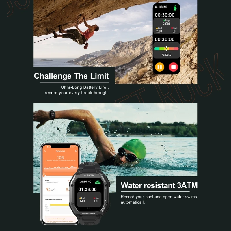 3ATM Waterproof Heart Rate Monitor Fitness Tracker Multi-Functional Smartwatch
3ATM Waterproof Heart Rate Monitor Fitness Tracker Multi-Functional Smartwatch