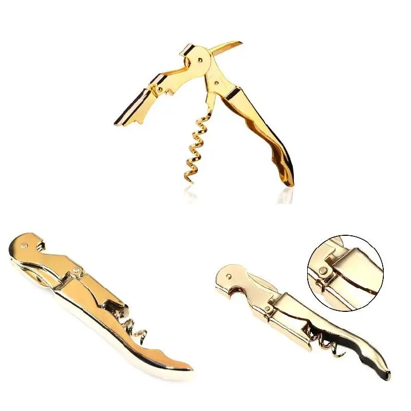 Multi-use Bottle Opener Gold Plated Corkscrew Double Hinge Waiters Wine Key Bottle Opener Bar Home Office Kitchen Supplies Tools 
Multi-use Bottle Opener Gold Plated Corkscrew Double Hinge Waiters Wine Key Bottle Opener Bar Home Office Kitchen Supplies Tools