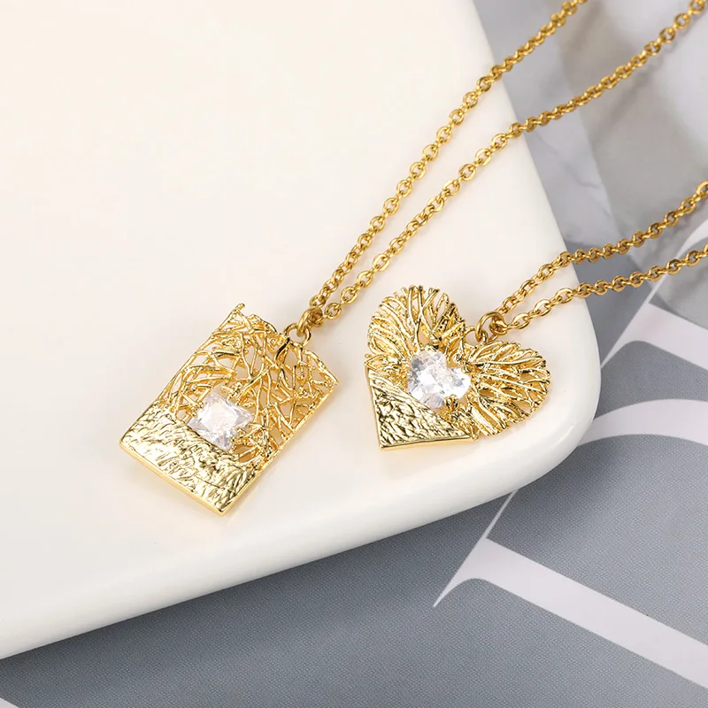 Gold Rectangle Necklaces For Women Hollow Stainless Steel Zircon Geometric Heart Pendant Necklace Adjustable Chain Jewelry Gifts
Gold Rectangle Necklaces For Women Hollow Stainless Steel Zircon Geometric Heart Pendant Necklace Adjustable Chain Jewelry Gifts