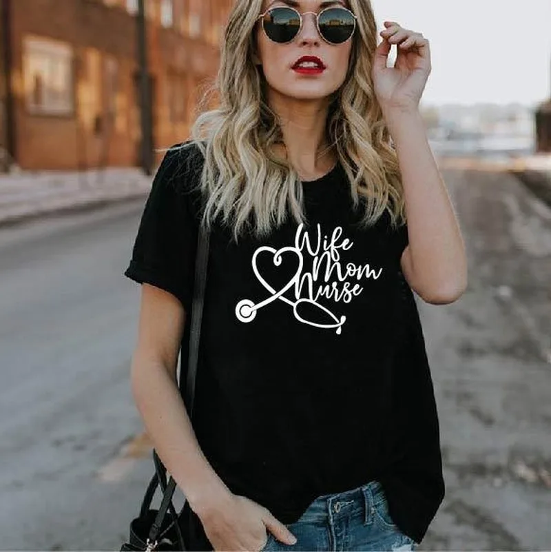 Women T Shirt Wife Mom Nurse Stethoscope Print Tshirt Women Short Sleeve O Neck Loose T-shirt Ladies Causal Tee Shirt Tops
Women T Shirt Wife Mom Nurse Stethoscope Print Tshirt Women Short Sleeve O Neck Loose T-shirt Ladies Causal Tee Shirt Tops