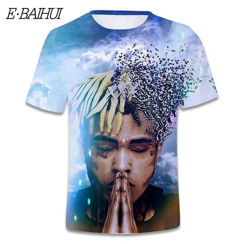 3D футболка с надписью E BAIHUI xxxtentacion мужская летняя модная в стиле хип хоп рэп месть