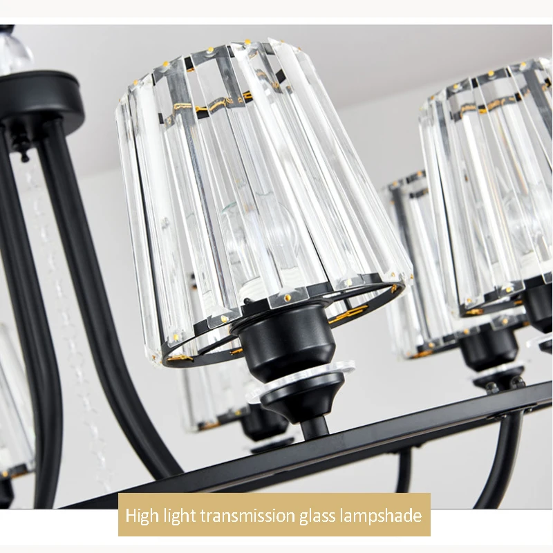E27 Chandelier Wrought Iron Glass Pendant Light Crystal Luxury Hanging Lamp Living Room Household Hotel Lobby Restaurant Bra
E27 Chandelier Wrought Iron Glass Pendant Light Crystal Luxury Hanging Lamp Living Room Household Hotel Lobby Restaurant Bra