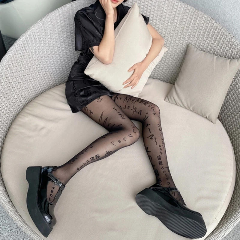 Women Sexy Japanese Letters Print Pantyhose Irregular Tattoo Patterned Seamless Silky Tights Goth Punk Mesh Stockings
Women Sexy Japanese Letters Print Pantyhose Irregular Tattoo Patterned Seamless Silky Tights Goth Punk Mesh Stockings