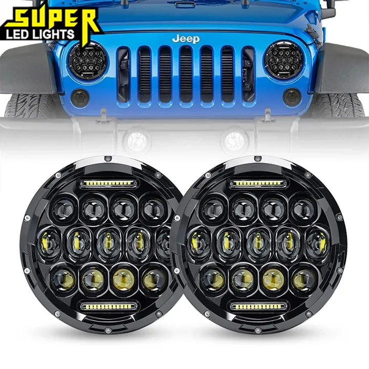 

7" Inch 75W CREE LED Headlights for Jeep Wrangler JK TJ LJ 1997-2018, with Daytime Running Light (DRL) Round Hi/Lo Beam Headlamp