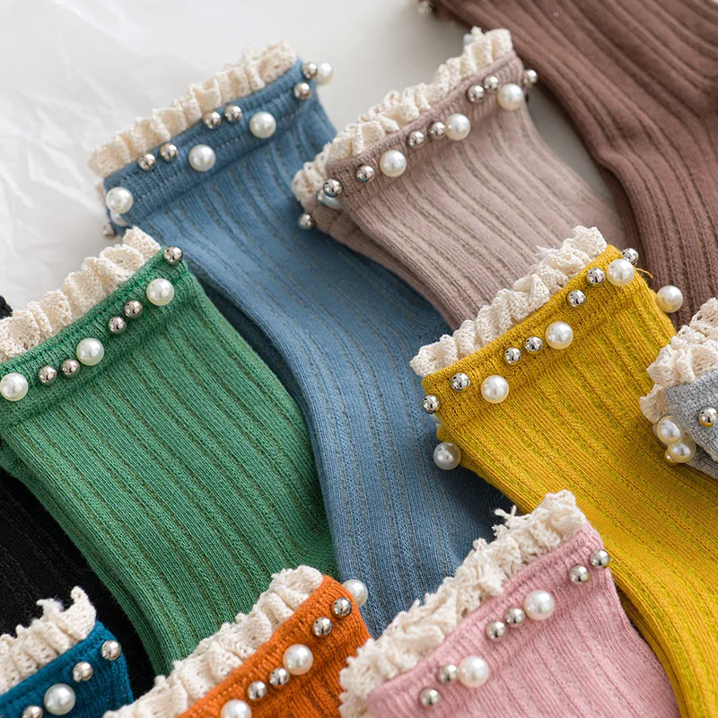Autumn Winter Fashion Cute Solid Lace Tube Pearls Ankle Cotton Socks Women Retro Elegant Socks
Autumn Winter Fashion Cute Solid Lace Tube Pearls Ankle Cotton Socks Women Retro Elegant Socks