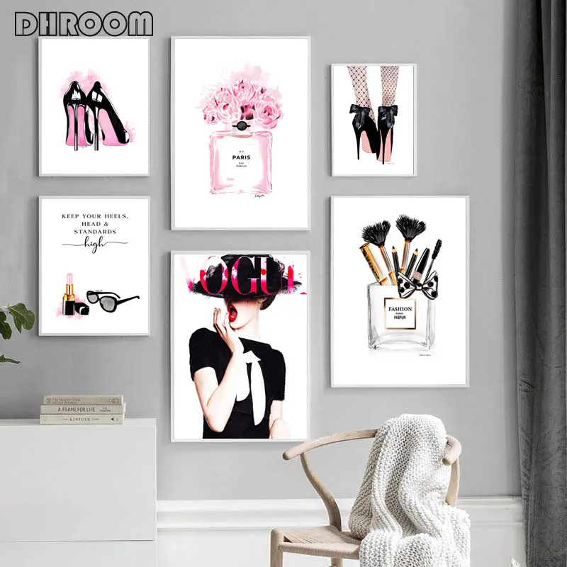 Fashion Wall Art Painting High Heel Perfume Makeup Brush Canvas Poster Print VOGUE Modern Pop Picture Beauty Room Decoration
Fashion Wall Art Painting High Heel Perfume Makeup Brush Canvas Poster Print VOGUE Modern Pop Picture Beauty Room Decoration
