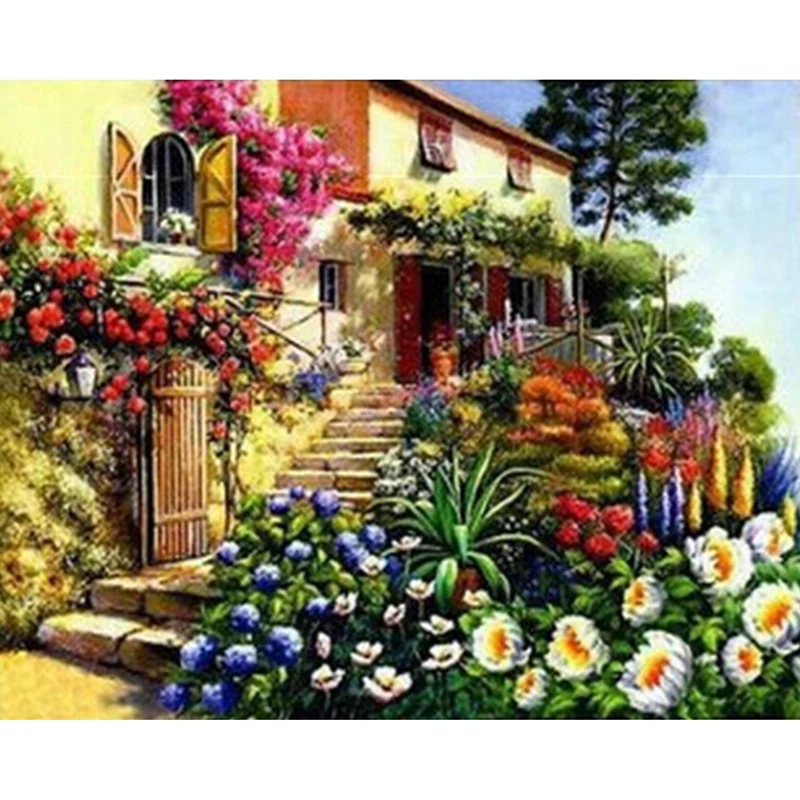Full Drill Diamond Painting Kits Garden House White Flowers Wall Painting Diamond Embroidery European Home Decor
Full Drill Diamond Painting Kits Garden House White Flowers Wall Painting Diamond Embroidery European Home Decor