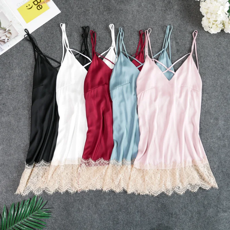 FZSLCYIYI Fashion Sexy sling Summer Womens Sleepwear Casual Faux Silk Home Wear Nightwear nightdress
FZSLCYIYI Fashion Sexy sling Summer Womens Sleepwear Casual Faux Silk Home Wear Nightwear nightdress