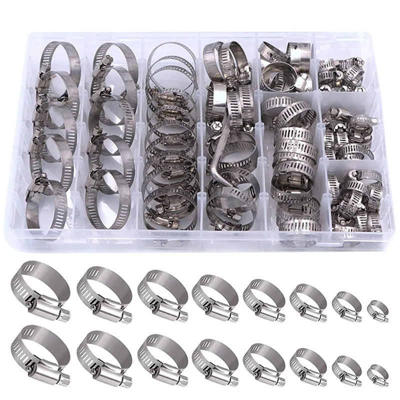 JFBL Hot 80PCS Adjustable Hose Clamp 304 Stainless Steel Worm Gear Hose Clamps Range 6-29mm Heavy Duty Snap Grip Pipe Tube Clamp
JFBL Hot 80PCS Adjustable Hose Clamp 304 Stainless Steel Worm Gear Hose Clamps Range 6-29mm Heavy Duty Snap Grip Pipe Tube Clamp