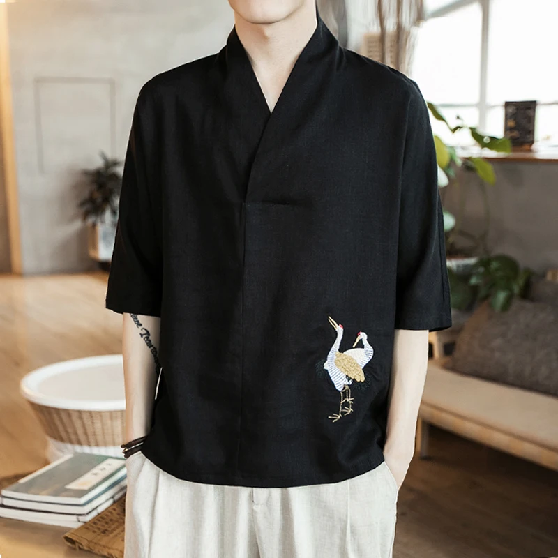 Linen Men T-shirts Embroidered Three Quarter Sleeve V Neck And Tops Chinese Tee Retro Style Animal Pattern T-shirt Plus Size
Linen Men T-shirts Embroidered Three Quarter Sleeve V Neck And Tops Chinese Tee Retro Style Animal Pattern T-shirt Plus Size