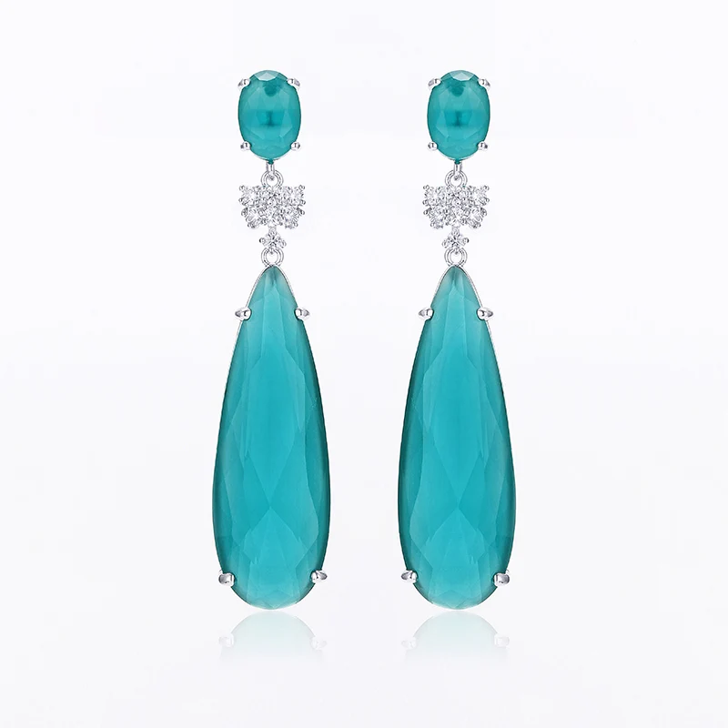 

Imitation Tourmaline Earrings Blue Water Drop Cubic Zircon Earring for Women Wedding Party Jewelry VERY GIRL High Quality