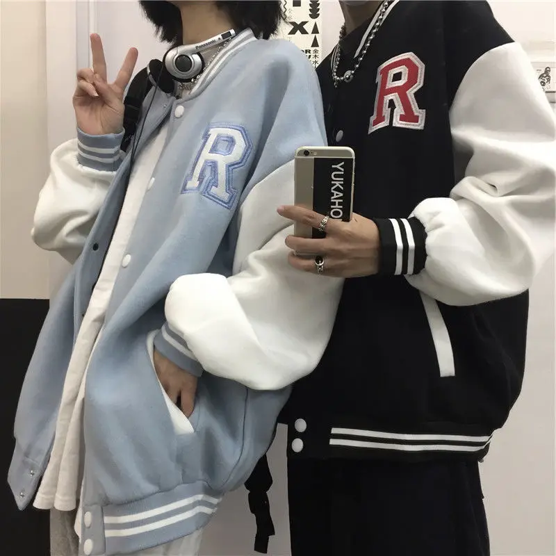 Japanese Letter R Men Women Couples Tops Harajuku student Coat American Baseball Bomber Jacket Loose Plus Size Streetwear
Japanese Letter R Men Women Couples Tops Harajuku student Coat American Baseball Bomber Jacket Loose Plus Size Streetwear