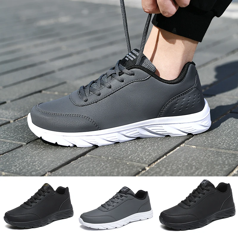 

Мужские кроссовки на шнуровке, кожаная спортивная обувь для ходьбы и бега, классический стиль