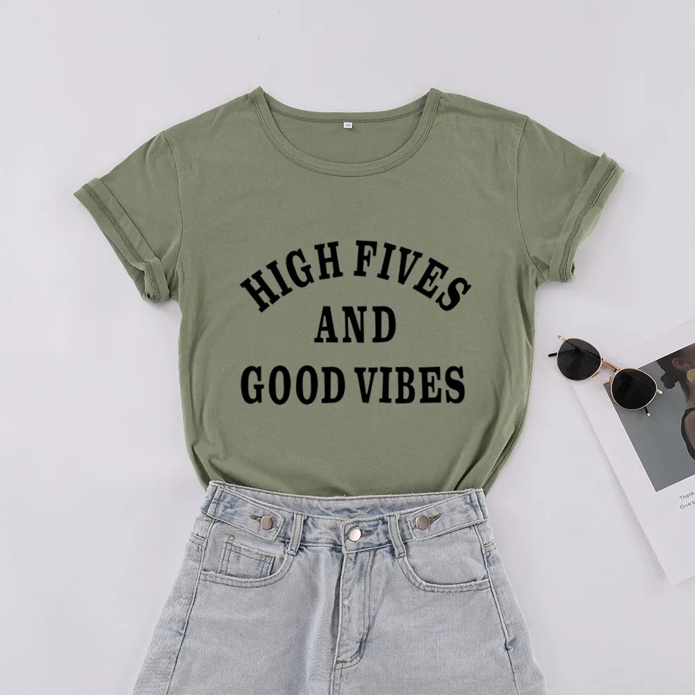 High five and good vibes chirst faith believed blessed tshirts 100% cotton o-neck short sleeve t-shirts cute funny top tee women
High five and good vibes chirst faith believed blessed tshirts 100% cotton o-neck short sleeve t-shirts cute funny top tee women