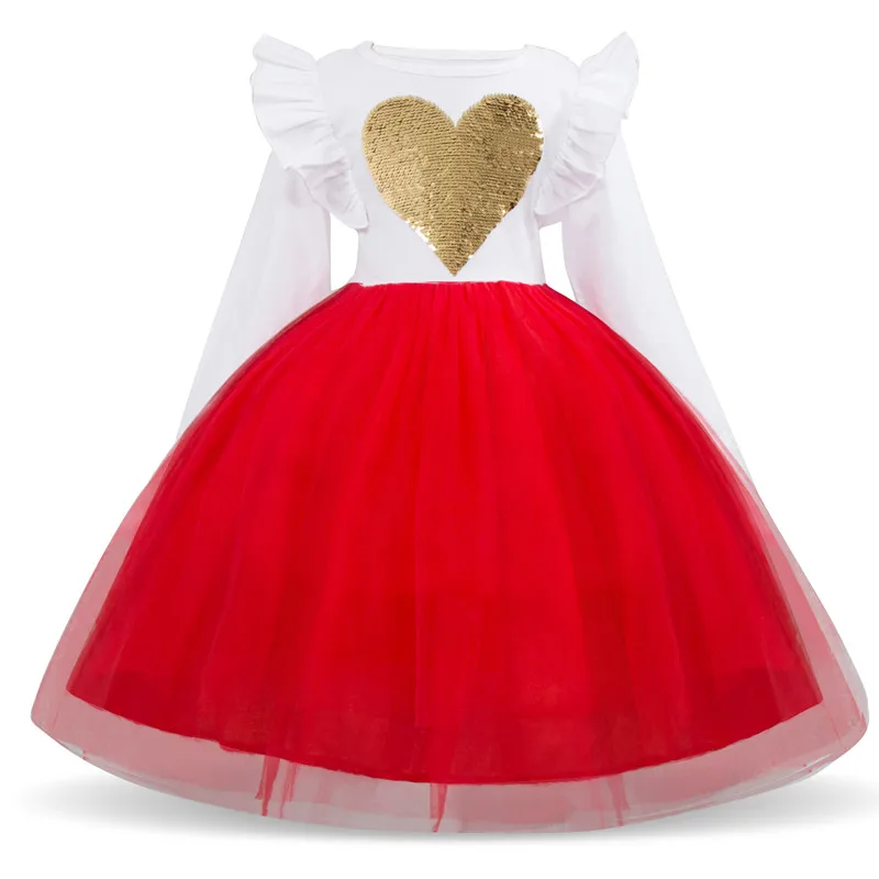 Ball Gown Christmas Girls Heart Long Sleeve Dress Sequins New Year Costume Kids Dresses For Girls Princess Party Dress Vestidos 
Ball Gown Christmas Girls Heart Long Sleeve Dress Sequins New Year Costume Kids Dresses For Girls Princess Party Dress Vestidos