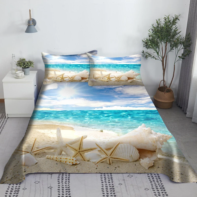 Beach Bed Sheet Set Digital Printing Shell And Conchs Polyester Bed Flat Sheet With Pillowcase Bedding King Size
Beach Bed Sheet Set Digital Printing Shell And Conchs Polyester Bed Flat Sheet With Pillowcase Bedding King Size