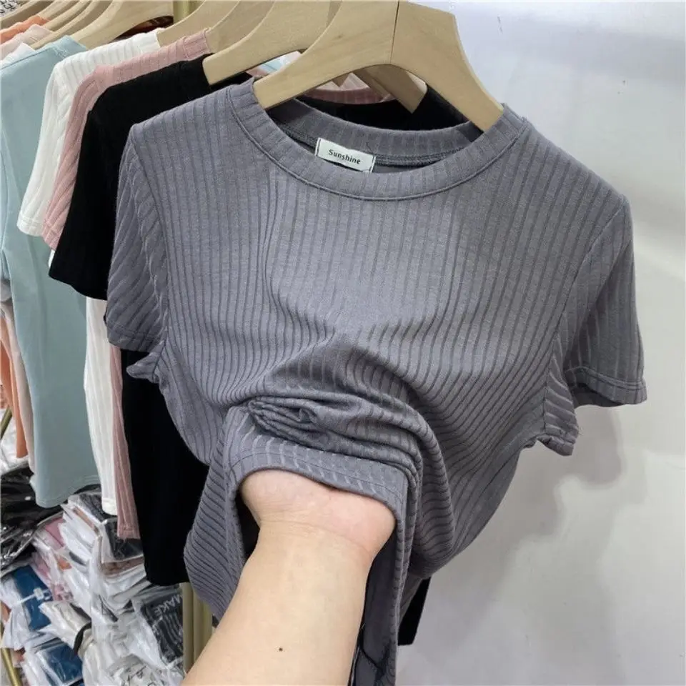 Summer O Neck Short Sleeve T Shirt For Women 2021 New Slim Casual Streetwear Tees Solid Color Tops Feme
Summer O Neck Short Sleeve T Shirt For Women 2021 New Slim Casual Streetwear Tees Solid Color Tops Feme