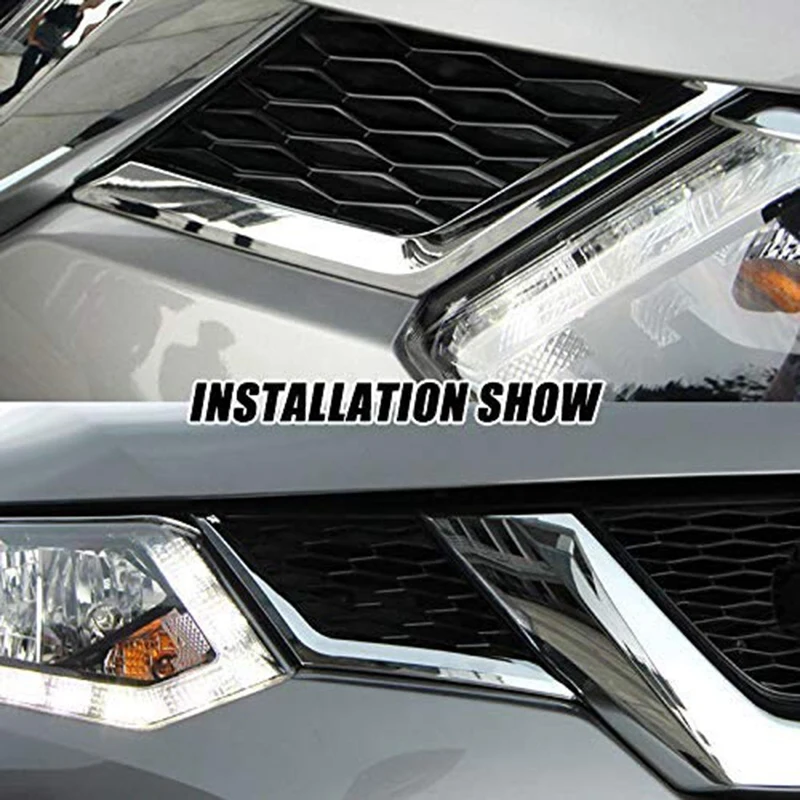 2 шт. хромированный передний сетчатый решетчатый светильник для Nissan Rogue X-Trail T32 2014