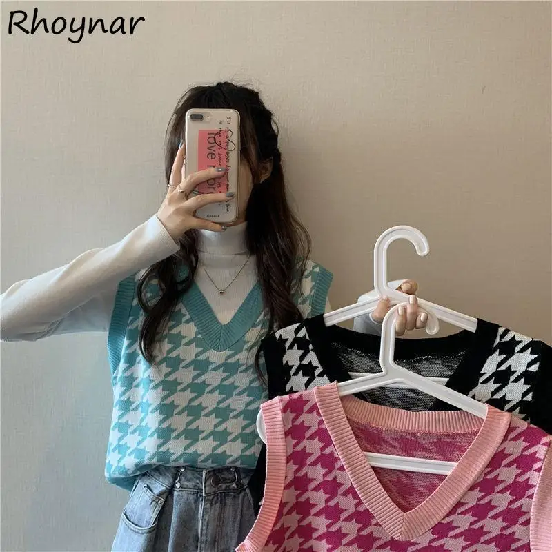 Sweater Vests Women Elegant Houndstooth Fashion Preppy Sleeveless Sweet V-neck Korean Style Female Girls Cozy Street Party New
Sweater Vests Women Elegant Houndstooth Fashion Preppy Sleeveless Sweet V-neck Korean Style Female Girls Cozy Street Party New