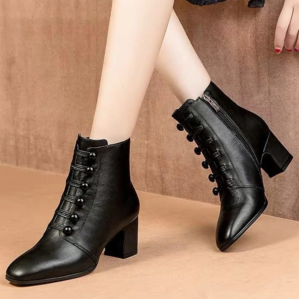 England Style Ankle Boots Women Leather Short Boot Button Spring Lady Elegant Evening Party High Heel Shoes Pointed Toe Botas
England Style Ankle Boots Women Leather Short Boot Button Spring Lady Elegant Evening Party High Heel Shoes Pointed Toe Botas