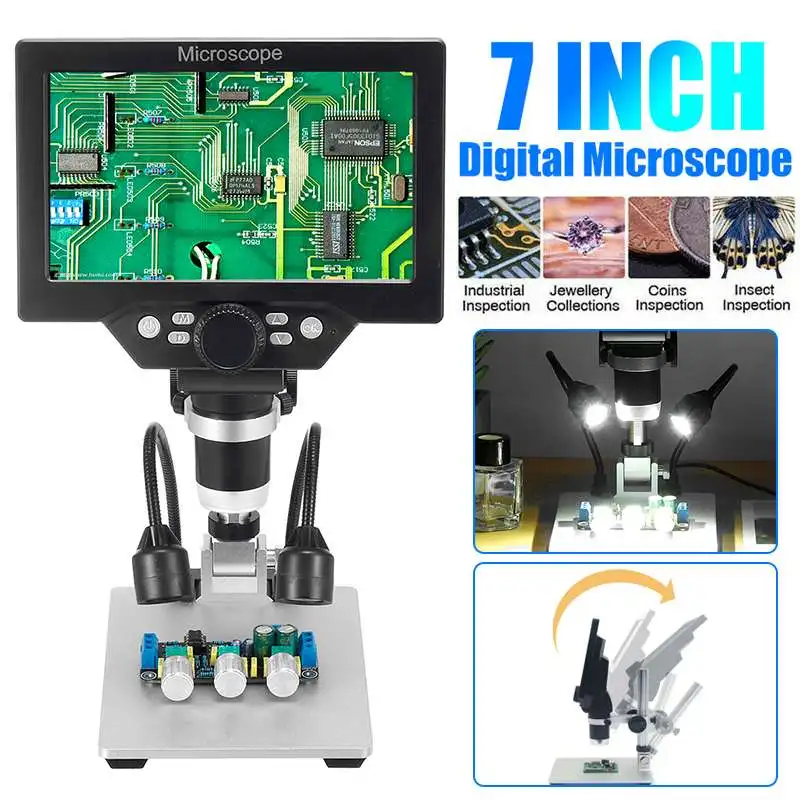 Newest LCD 7 inch Digital Microscope HD USB Microscope G1200 1-1200X Magnification Handheld Microscope with Video Recorder
Newest LCD 7 inch Digital Microscope HD USB Microscope G1200 1-1200X Magnification Handheld Microscope with Video Recorder