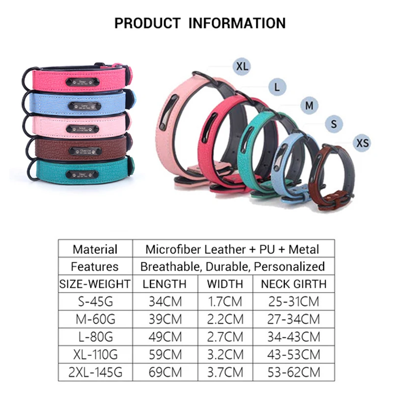 Microfiber Leather Dog Collar Personalized Laser Engraving Pet Collar for Small Medium Large Dogs Soft Pitbull Pug Collar Perro
Microfiber Leather Dog Collar Personalized Laser Engraving Pet Collar for Small Medium Large Dogs Soft Pitbull Pug Collar Perro