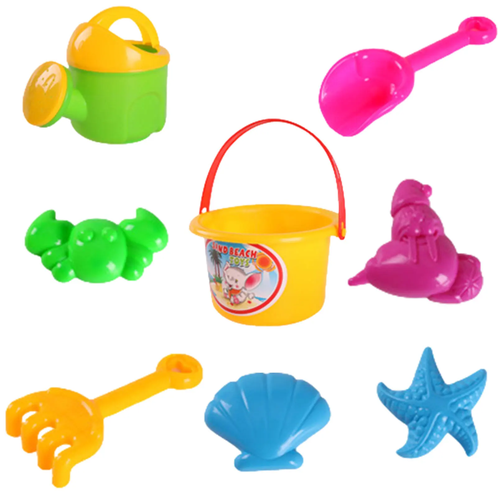 8 pieces/set of children's beach toy set five-color mixed environmental protection PE tasteless and harmless children's toy gift
8 pieces/set of children's beach toy set five-color mixed environmental protection PE tasteless and harmless children's toy gift