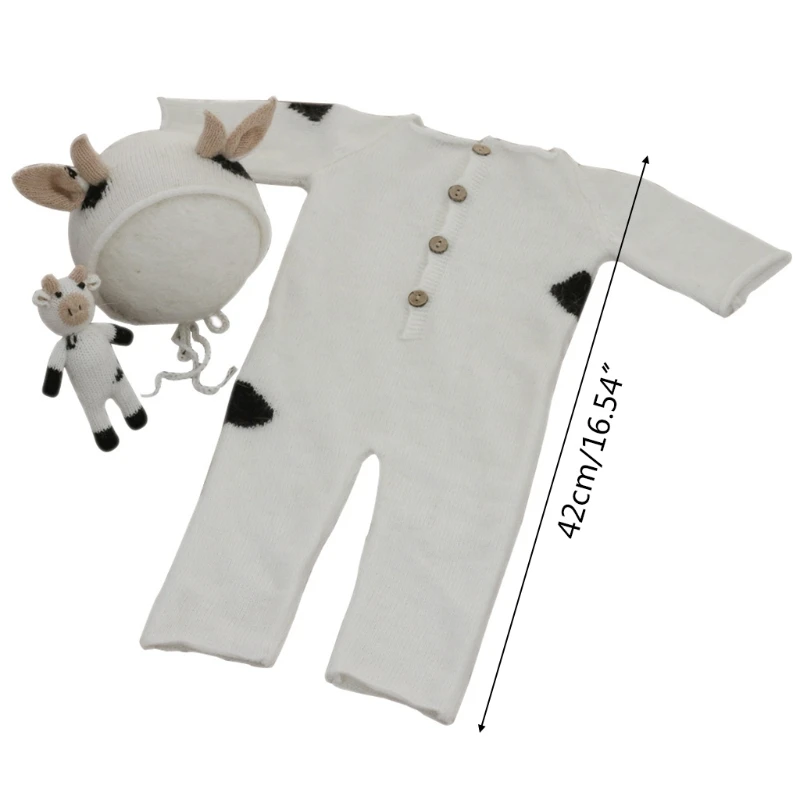 3 Pcs Baby Knitting Cow Hat Animal Doll Romper Set Handmade Crochet Mohair Beanies Cap Bodysuit Newborn Photography Prop
3 Pcs Baby Knitting Cow Hat Animal Doll Romper Set Handmade Crochet Mohair Beanies Cap Bodysuit Newborn Photography Prop